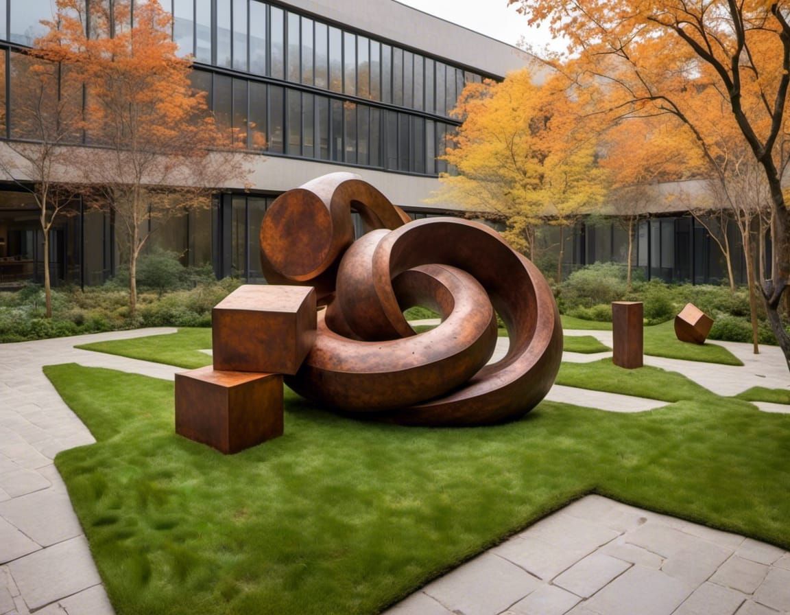 Abstract Snake Rusty Cubes Courtyard