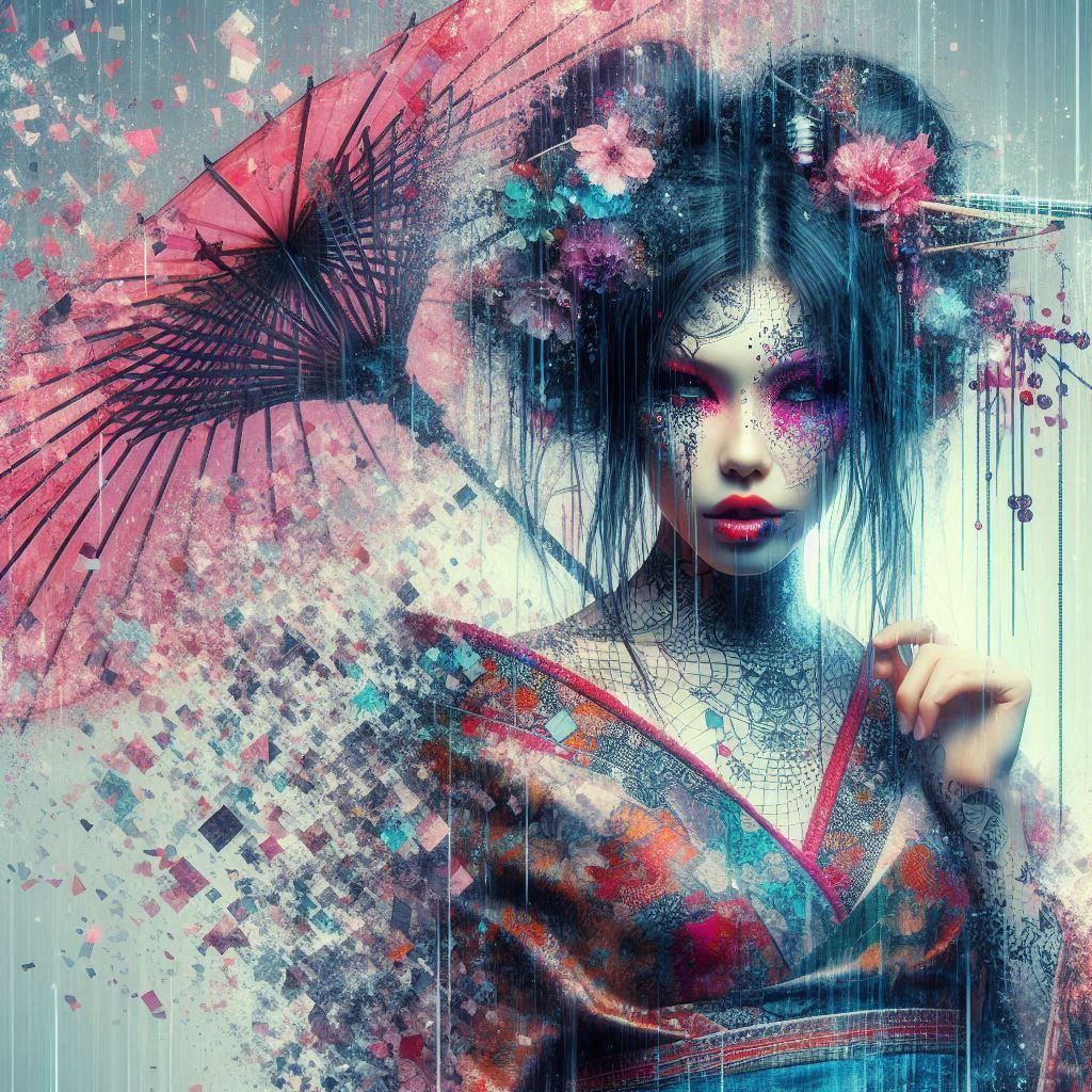 double exposure beautiful fantasy DALL-E 3 portrait landscap...