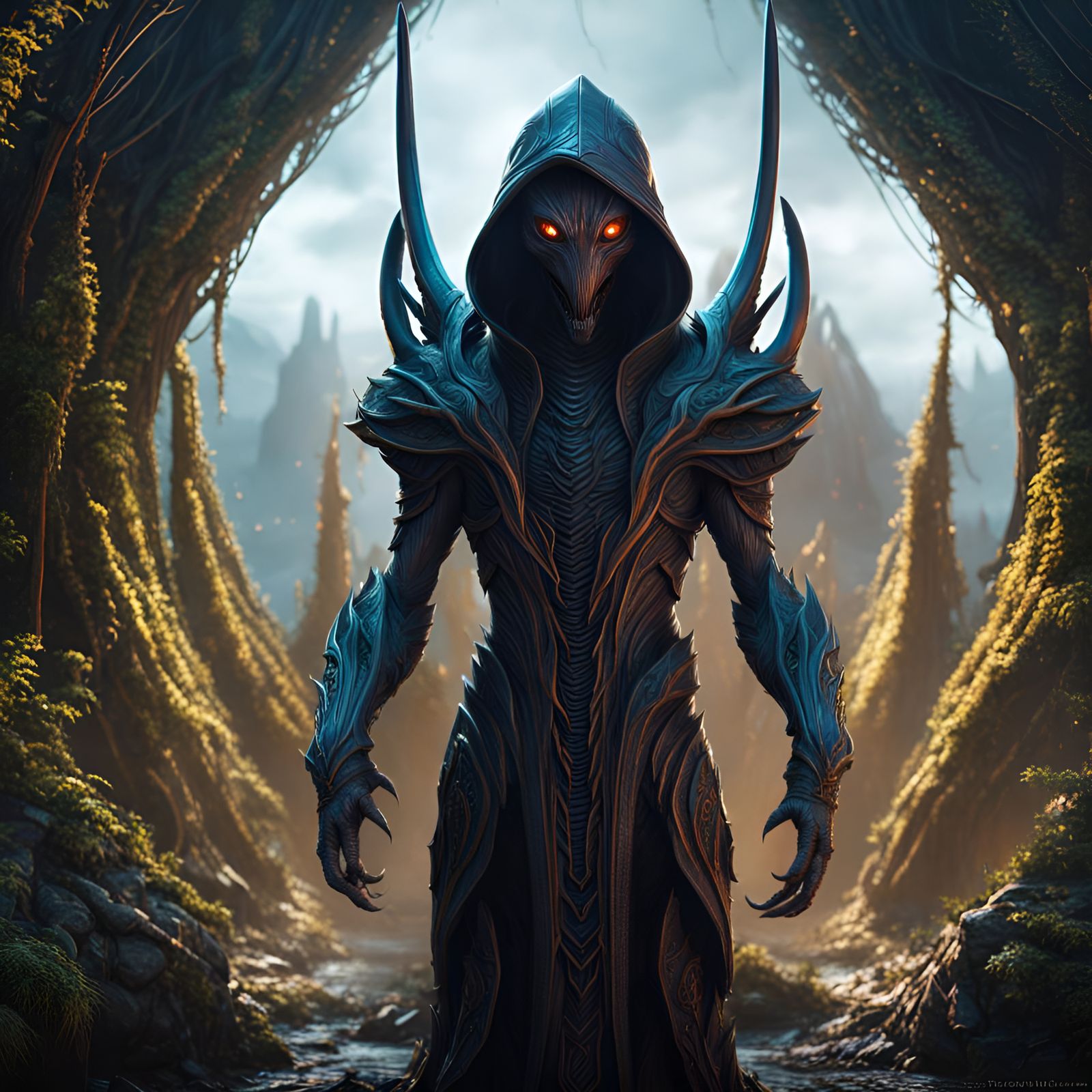 Hooded alien creature