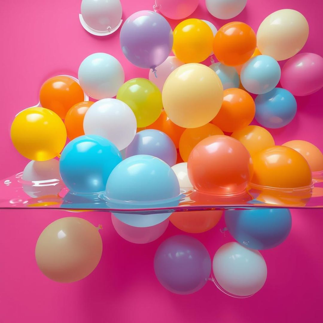 balloon bath with pink water, AI Generated Artwork NightCafe Creator