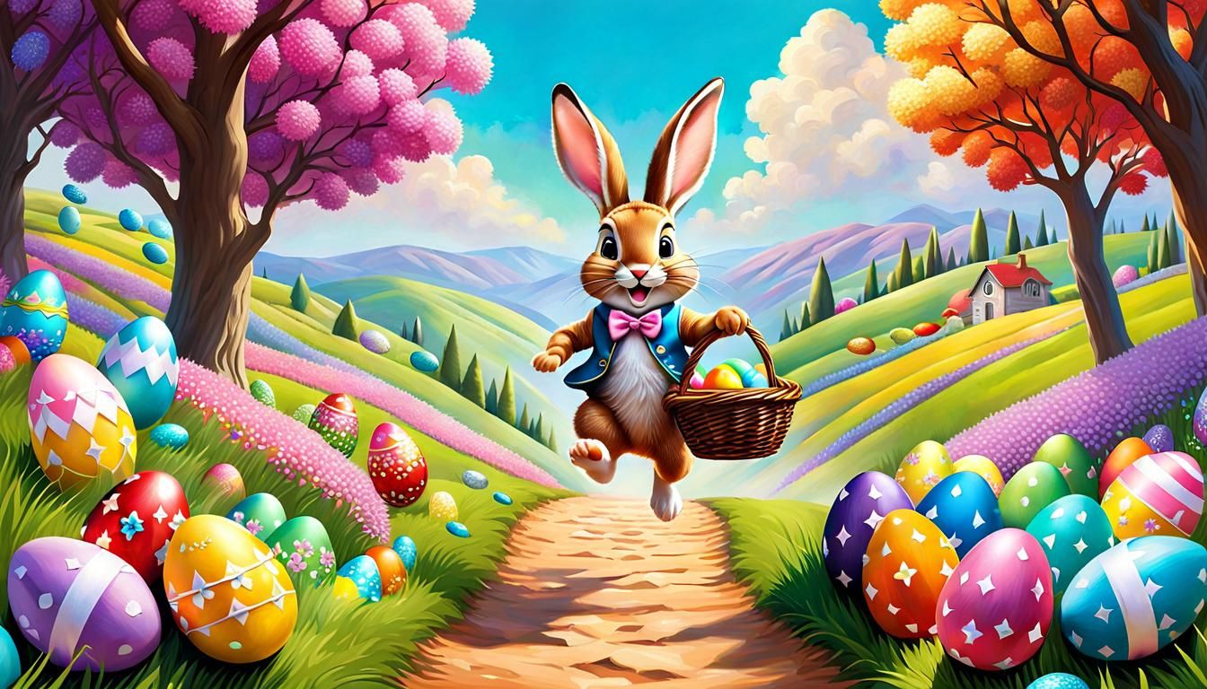 Peter Cottontail delivering happiness   by @fiercebearart