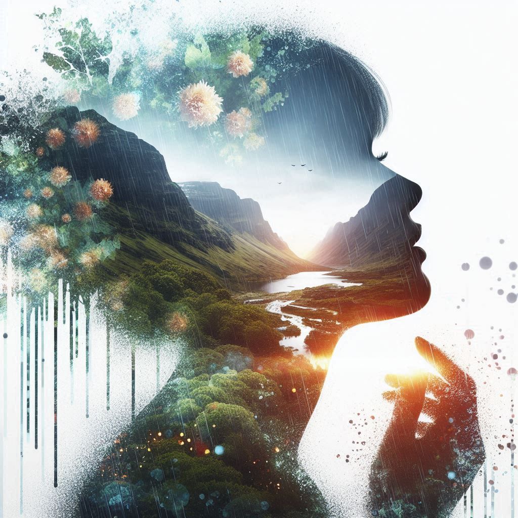 double exposure beautiful fantasy portrait landscape..