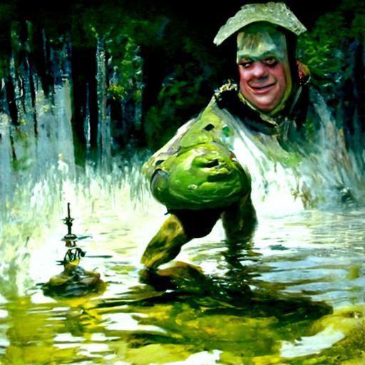 Shrek in his swamp