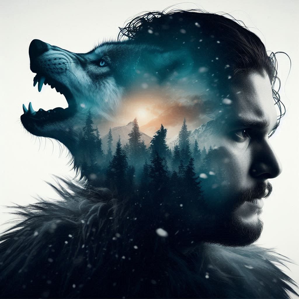 double exposure, Jon Snow and Ghost 1.2