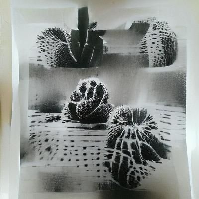 Monochrome print of a cactus
