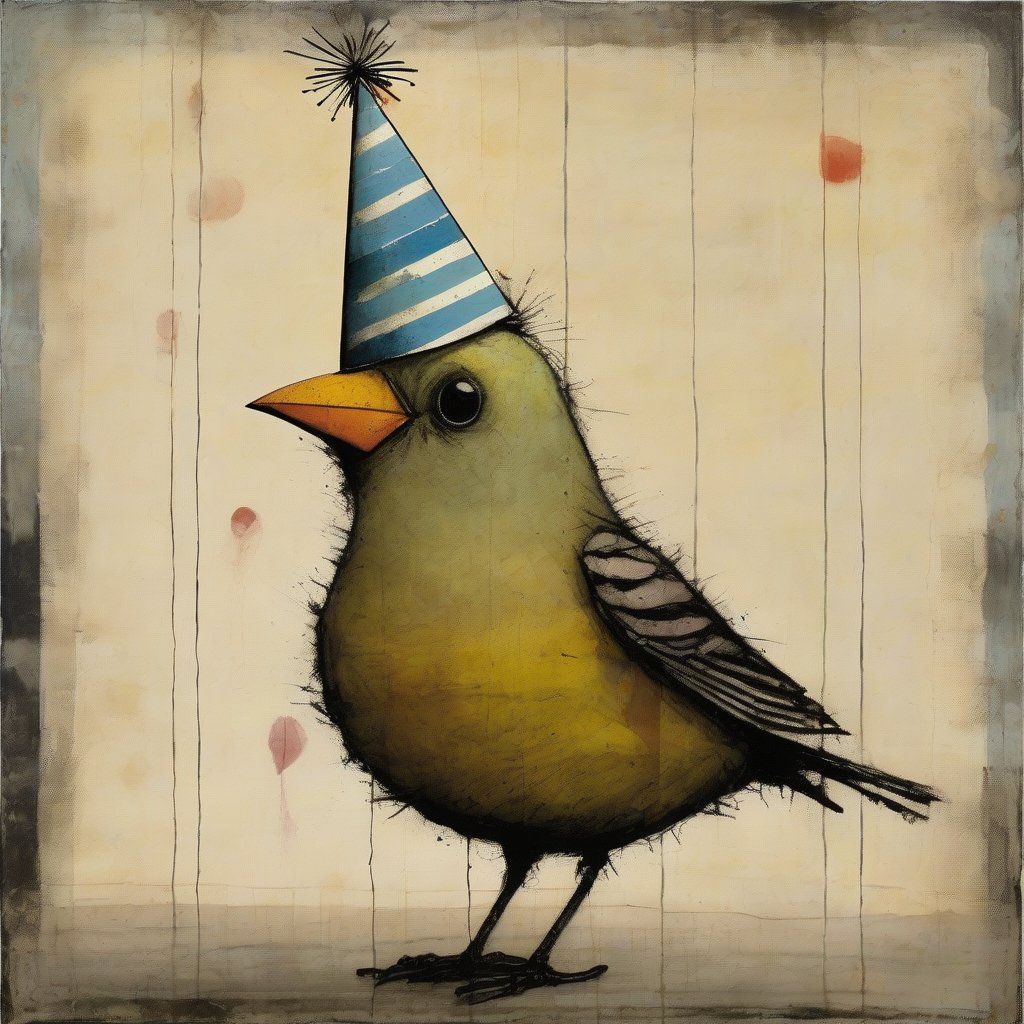 Bird in a party hat.