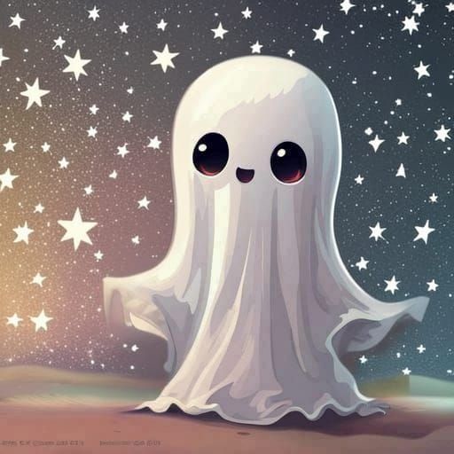  NIGHT WITH STARS AND GHOST  by @Cute dog