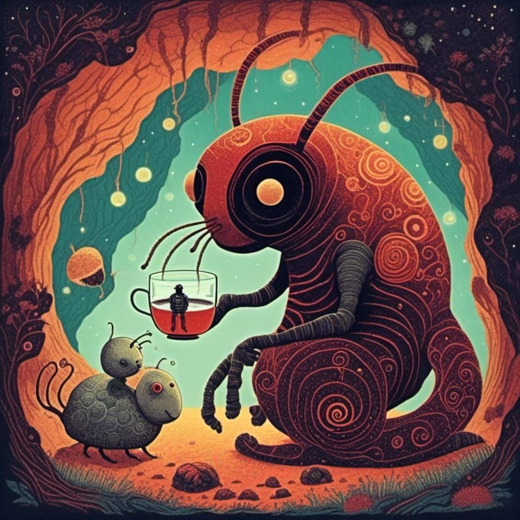 <lora:Cicada Song:1.0> Bug alien tea party 