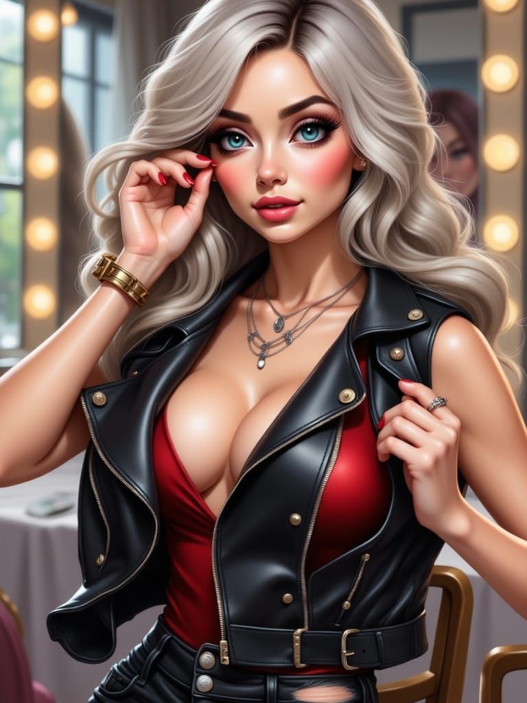 Glamorous Bratz-Inspired Woman in Oil Painting Style