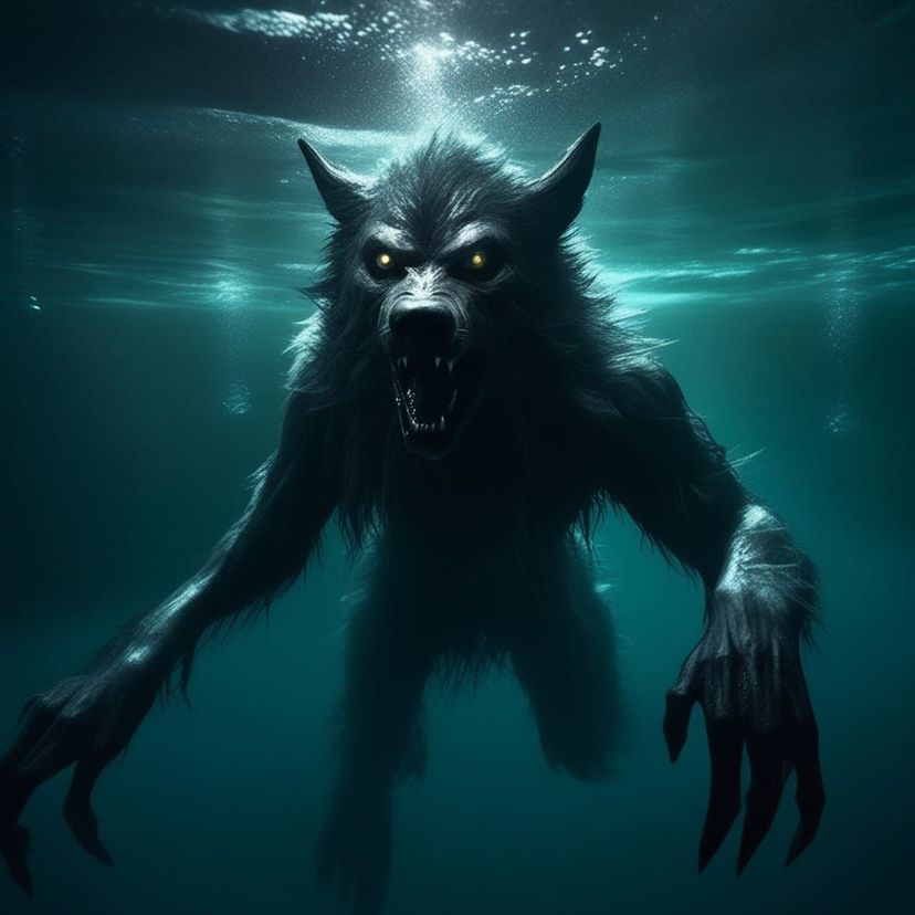 Werewolf swimming underwater - AI Generated Artwork - NightCafe Creator