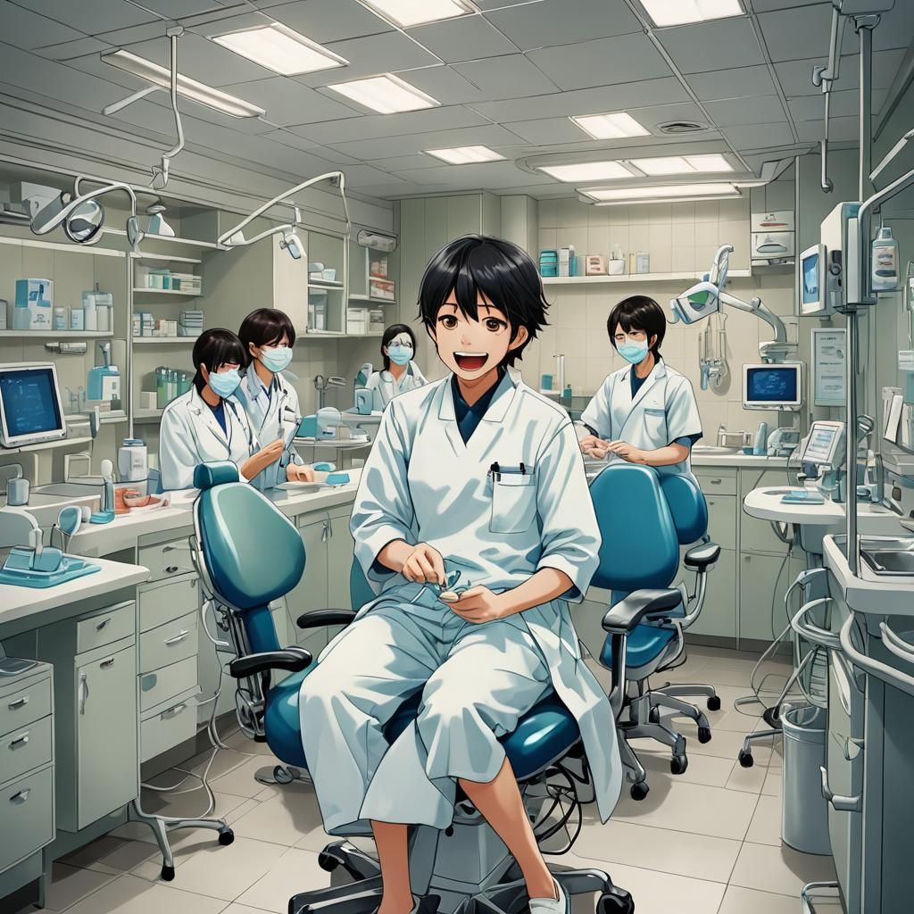 Anime Dental Clinic Exterior: Japanese Manga Style