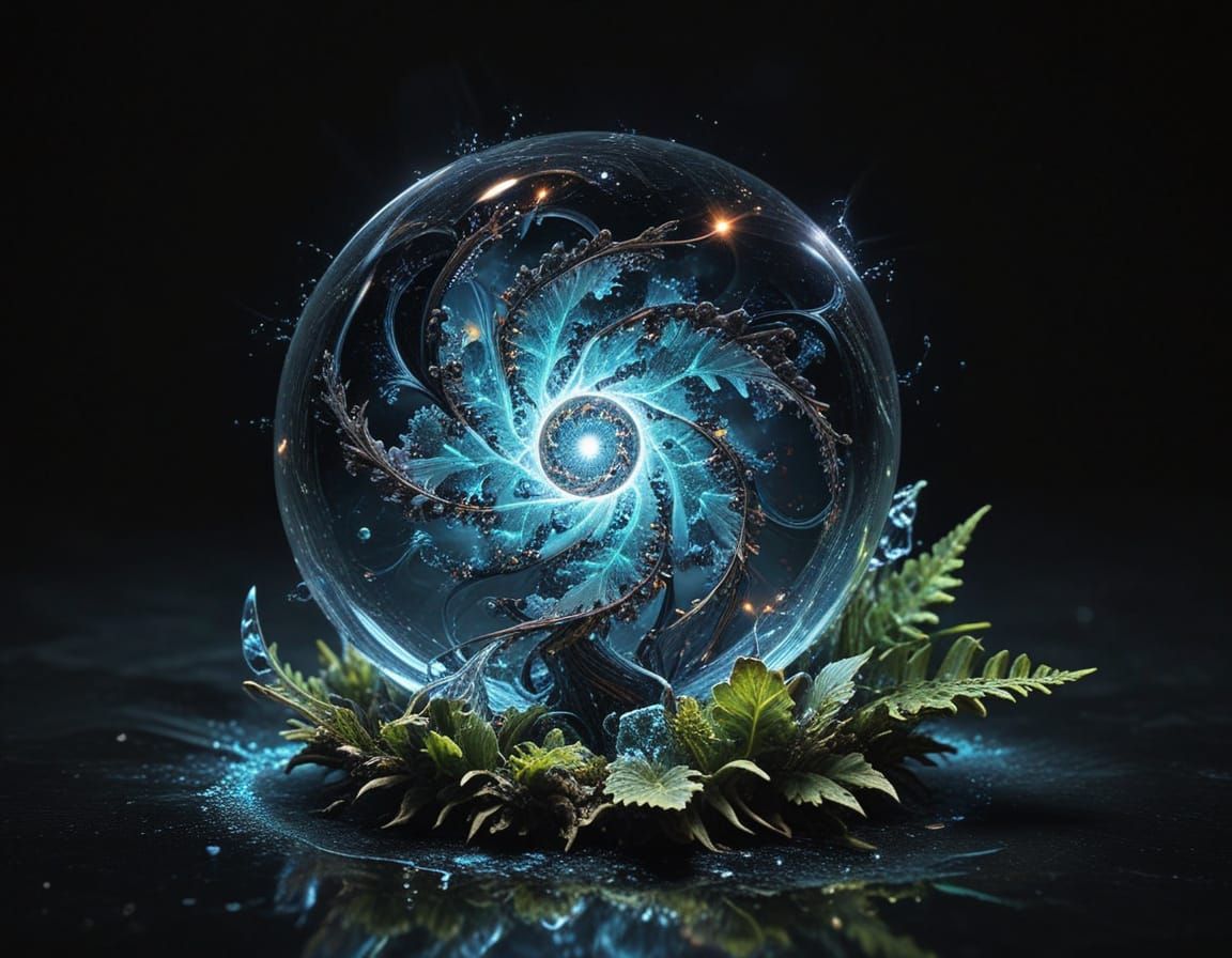 Epic Fractal Fantasy Landscape in Vibrant Electromagnetic Sp...