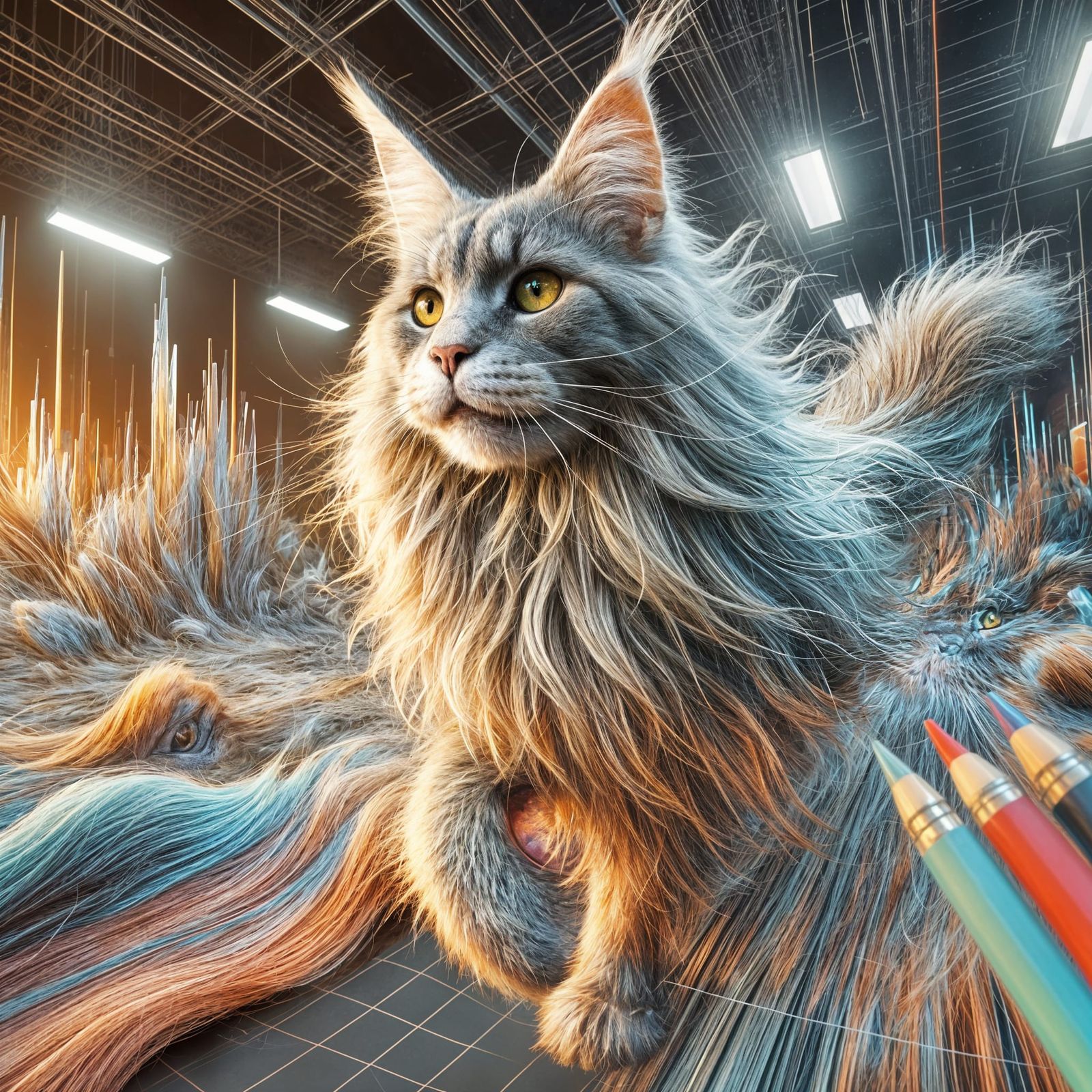 Feline Surge of Color