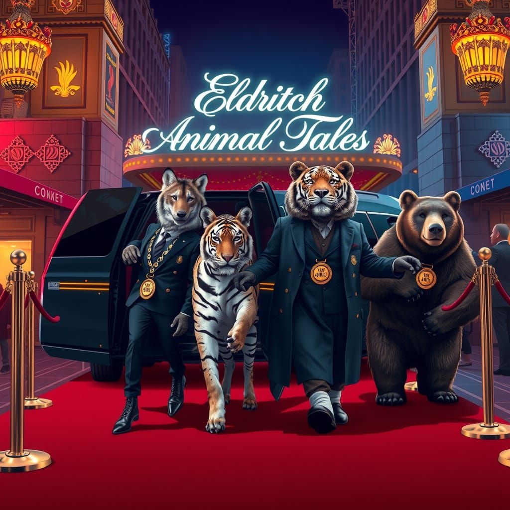 the wolf the zebra the tiger and the bear  had been escorted from the luxurious zoo wagon limousine SUV. ...  by @wulff420