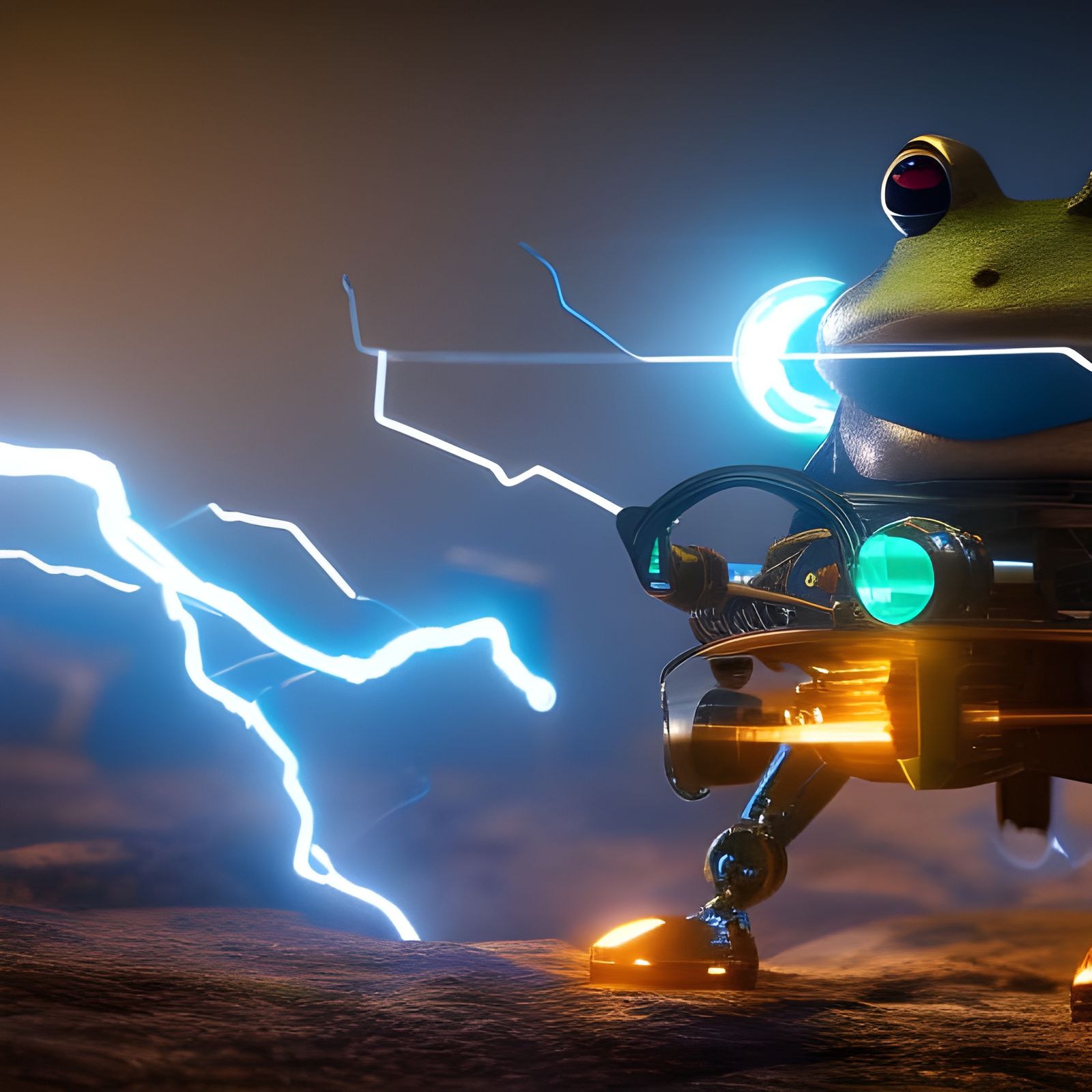 recharging the electric frogmobile - AI Generated Artwork - NightCafe ...