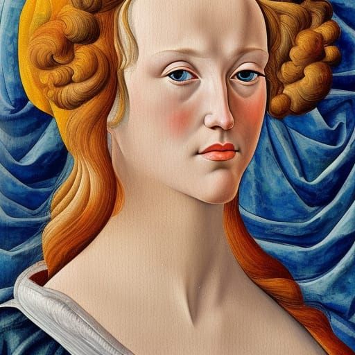 Texas woman, portrait painted by Sandro Botticelli.