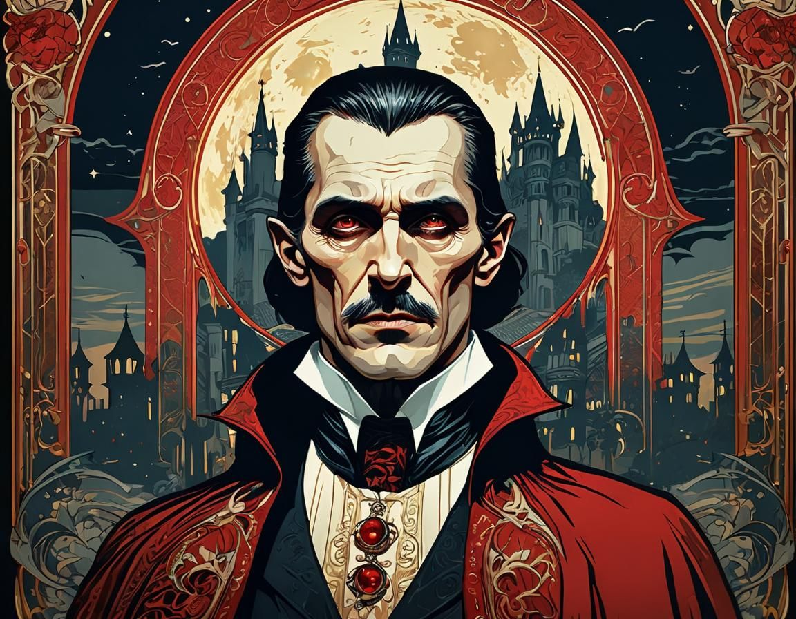 Dracula movie poster from 1930 by Alfons Mucha