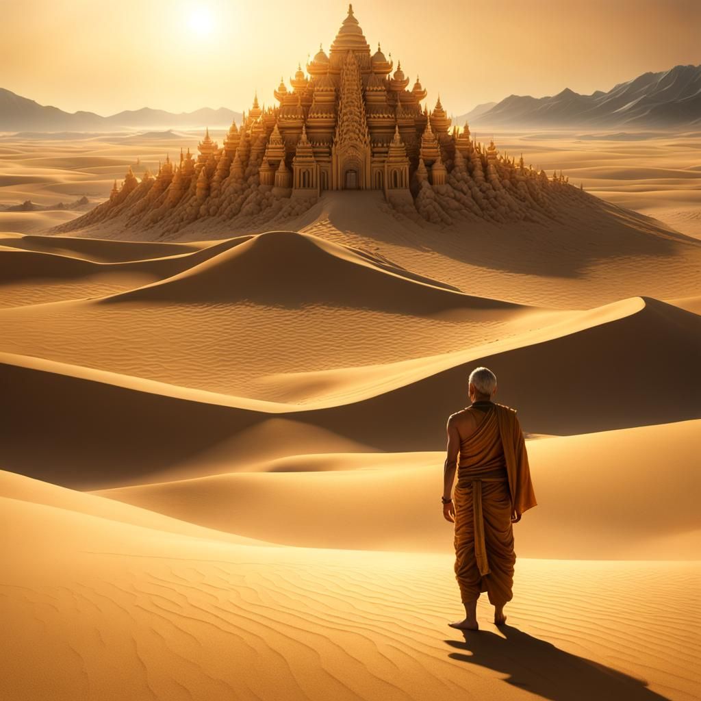 Tathagata in Dreamlike Landscape at Golden Hour