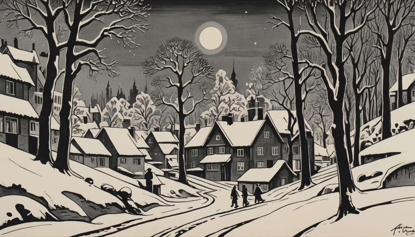 Il Neige sur Liège. Golden ratio, India ink, woodcuts by Frans Masereel ...