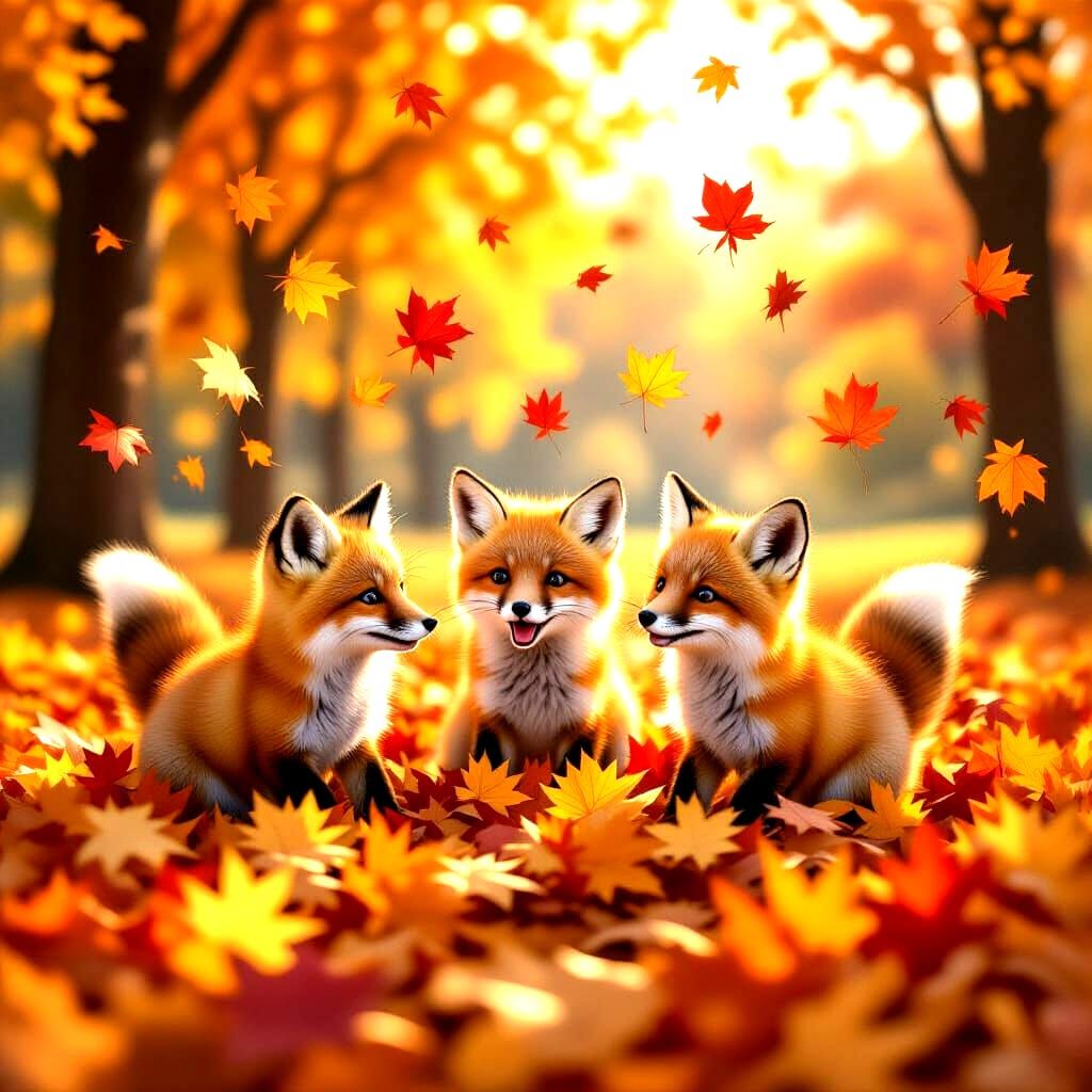 Playing in the leaves in autumn .  by @Linda