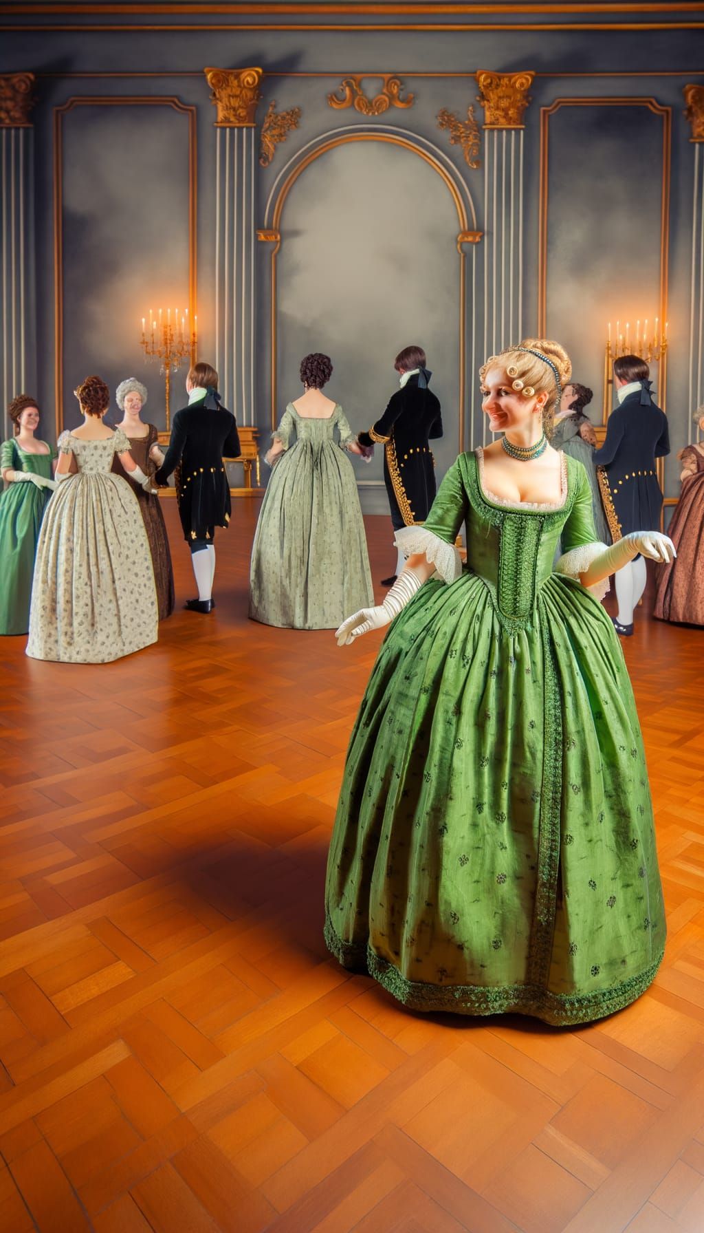 Regency Era Ball: Woman in Green Gown