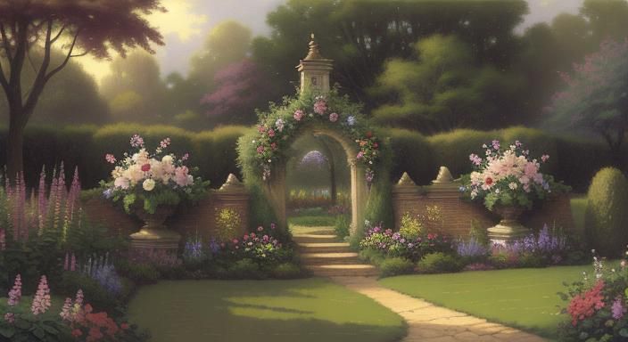 1920's English Garden Thomas Kinkade