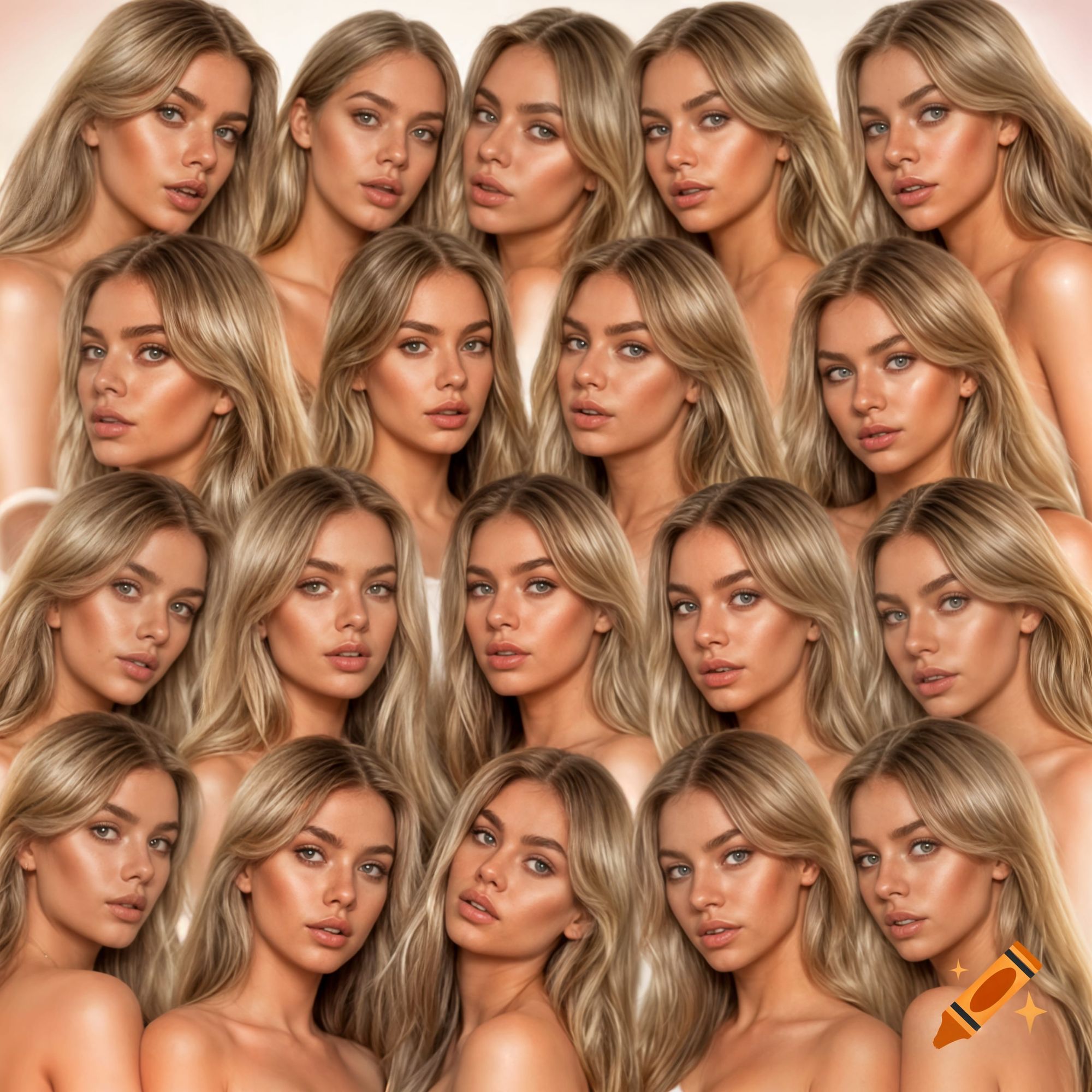 Make an expanded version of this image in which there are about double the amount of these women in the photo. They should all be very visib...