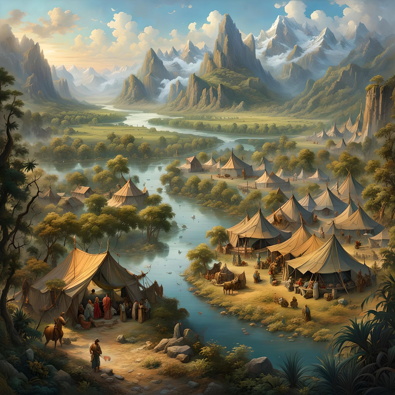 Nomadic people - prehistoric encampment - AI Generated Artwork ...