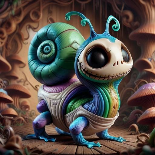 <lora:JackSnailington SD15:1.0> a jack skellington frog snail hybrid