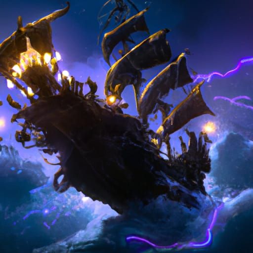 pirate ship flying in the night sky - AI Generated Artwork - NightCafe ...