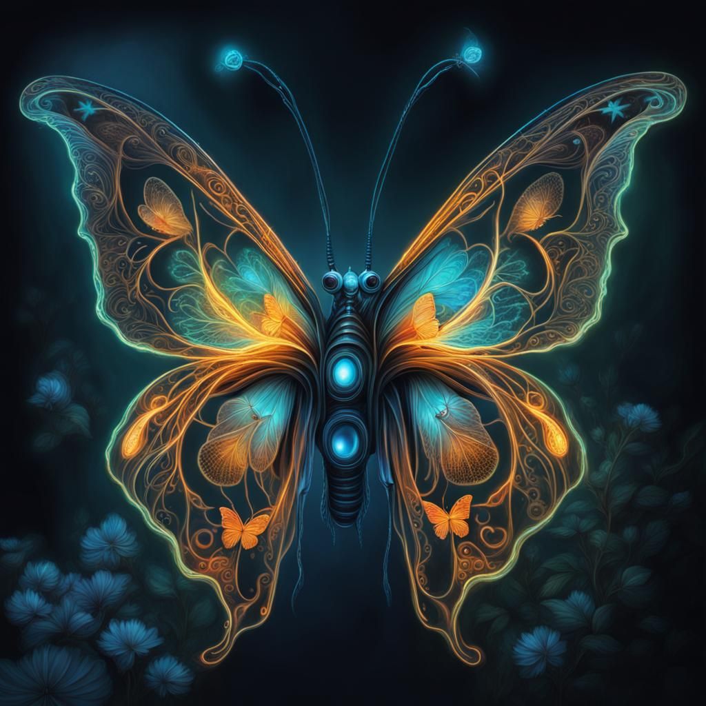 Glowing butterfly - AI Generated Artwork - NightCafe Creator