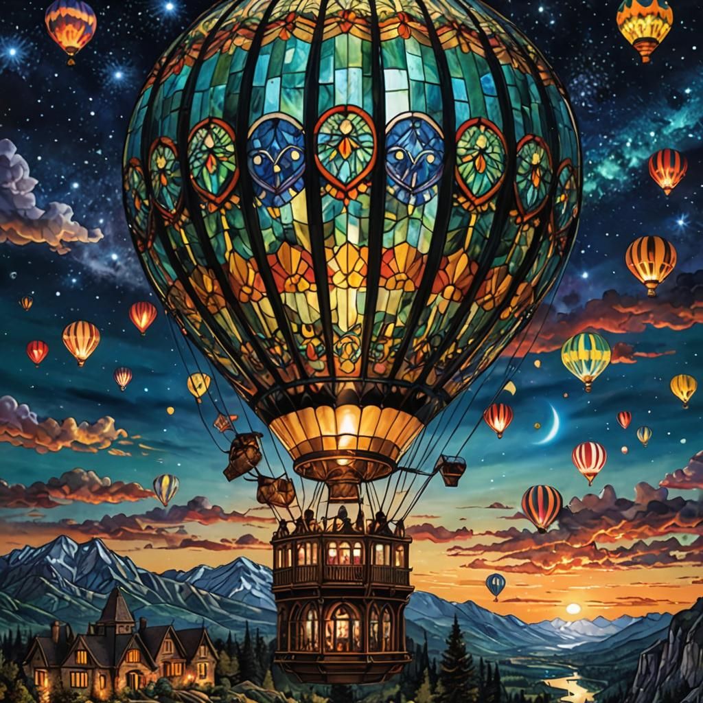 Night Flight in a Tiffany Balloon  by @Bob Sloth