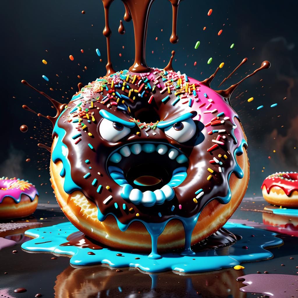 Angry donut ( I hate chocolate ) - AI Generated Artwork - NightCafe Creator