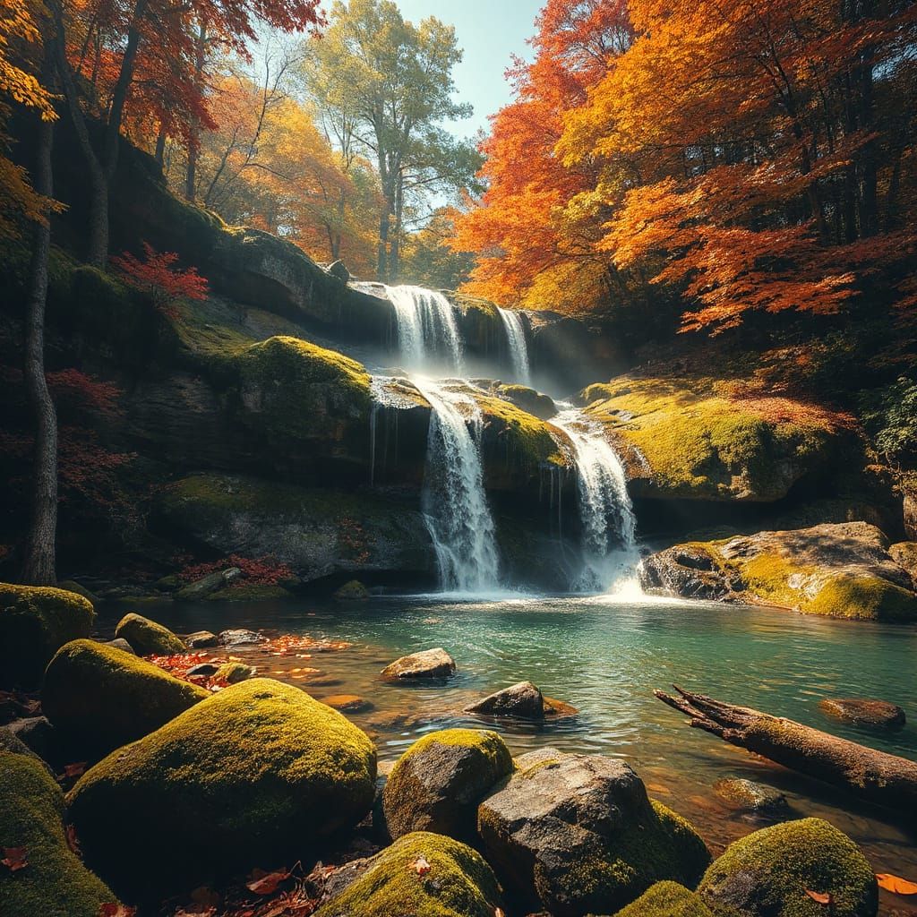 Autumn Waterfall  by @Ravenscar