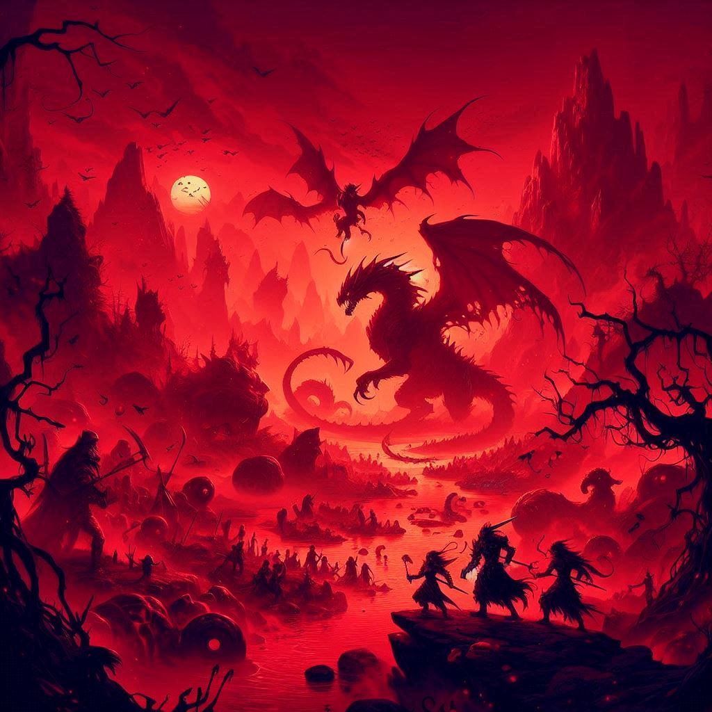 The dragon in red, is fighting with me (teeth to cheek)