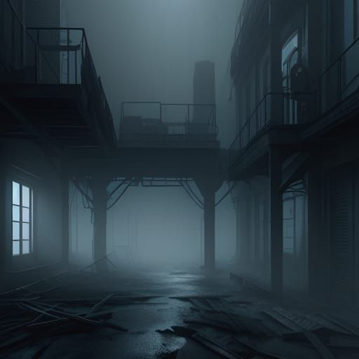 A picture of a shadowy child figure in a foggy building. - Start Image 2