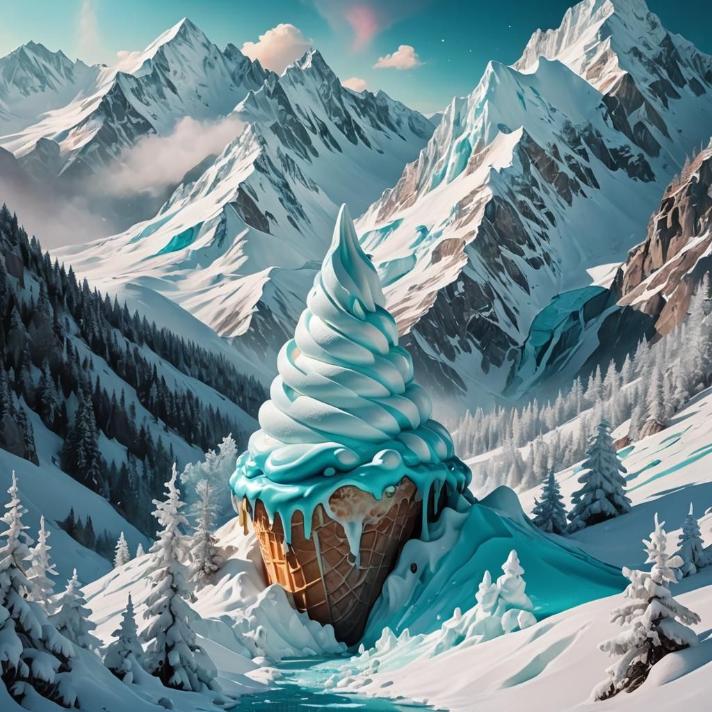 Giant Ice Cream Cone in the Mountains  by @Plats