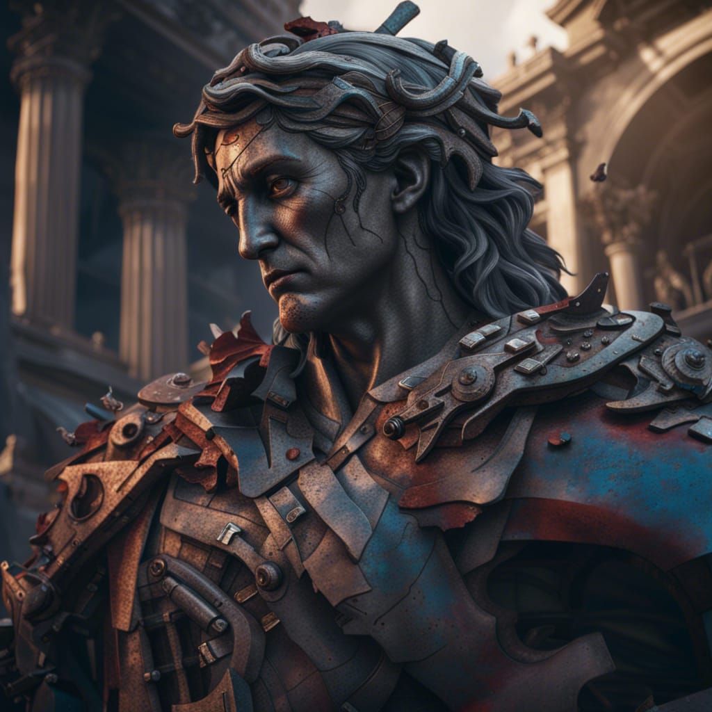 Broken American Statue in Detailed Matte Painting