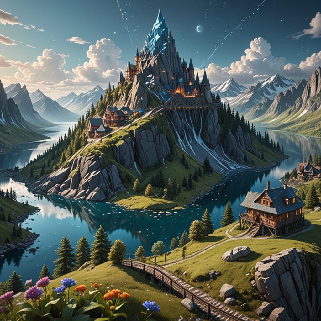 Surreal Hat as Miniature World Landscape