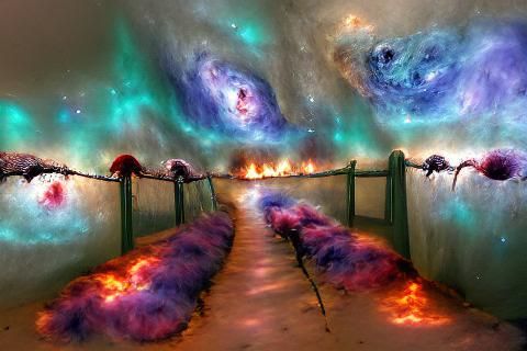 Space pathway into nebulas and galaxies