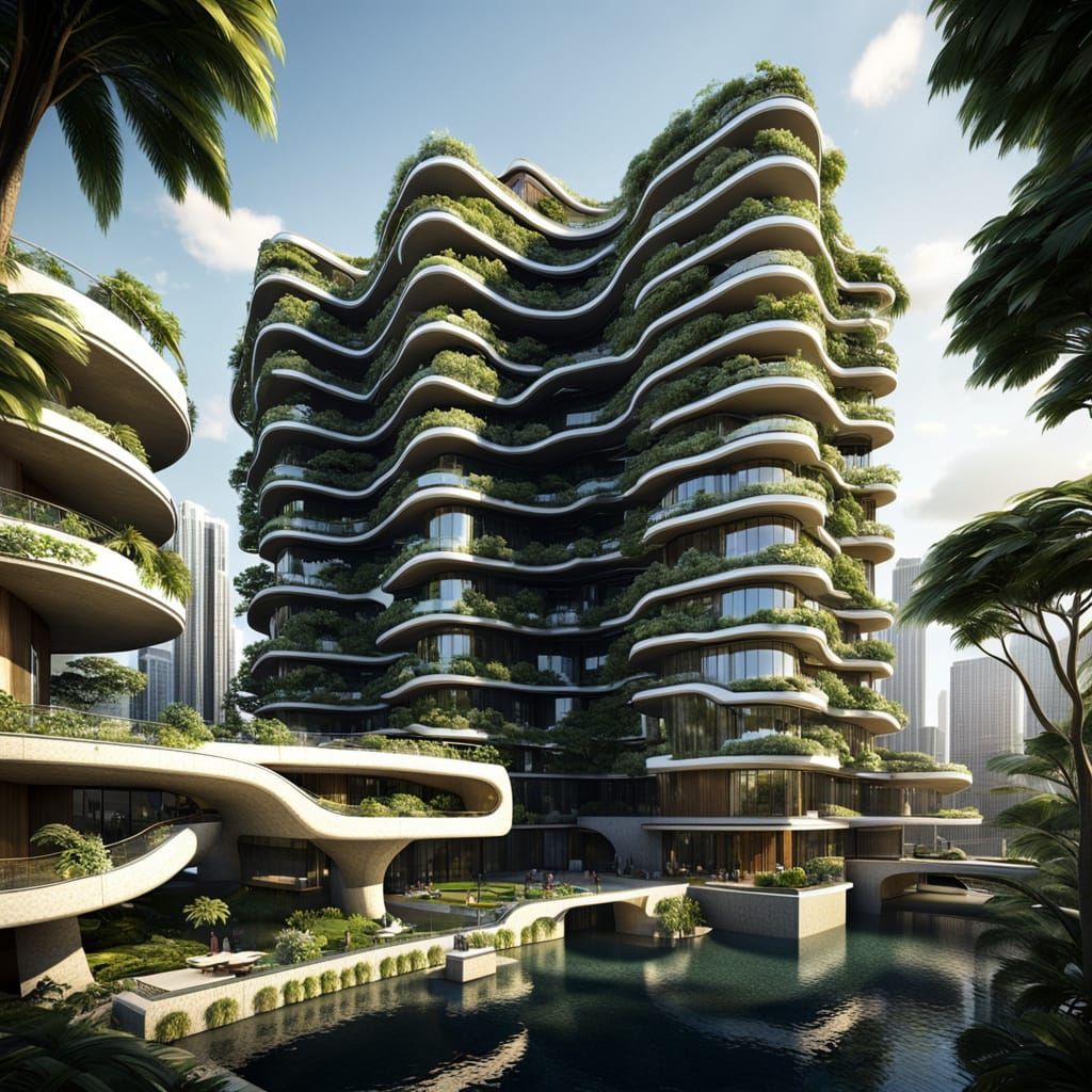 Surreal Megastructure of Organic Palaces in a Futuristic Cit...