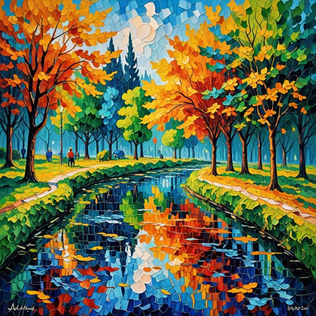 Vibrant Neo-Impressionist Oil Painting