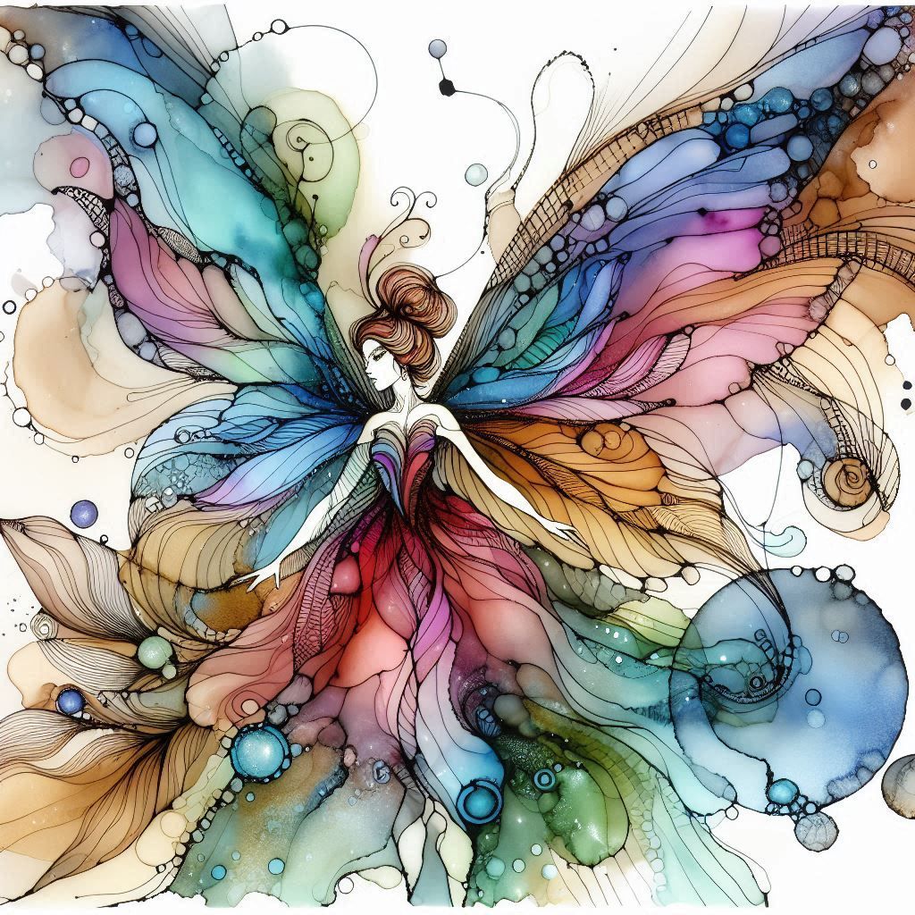 Whimsical alcohol ink illustration