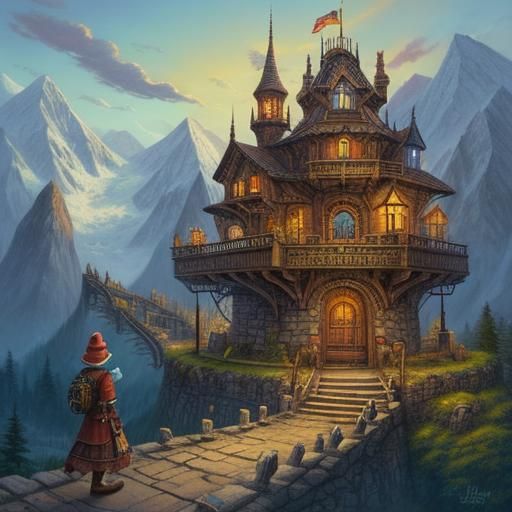 Magical walkways. Mountains.
steampunk. Dwarven structures. ...