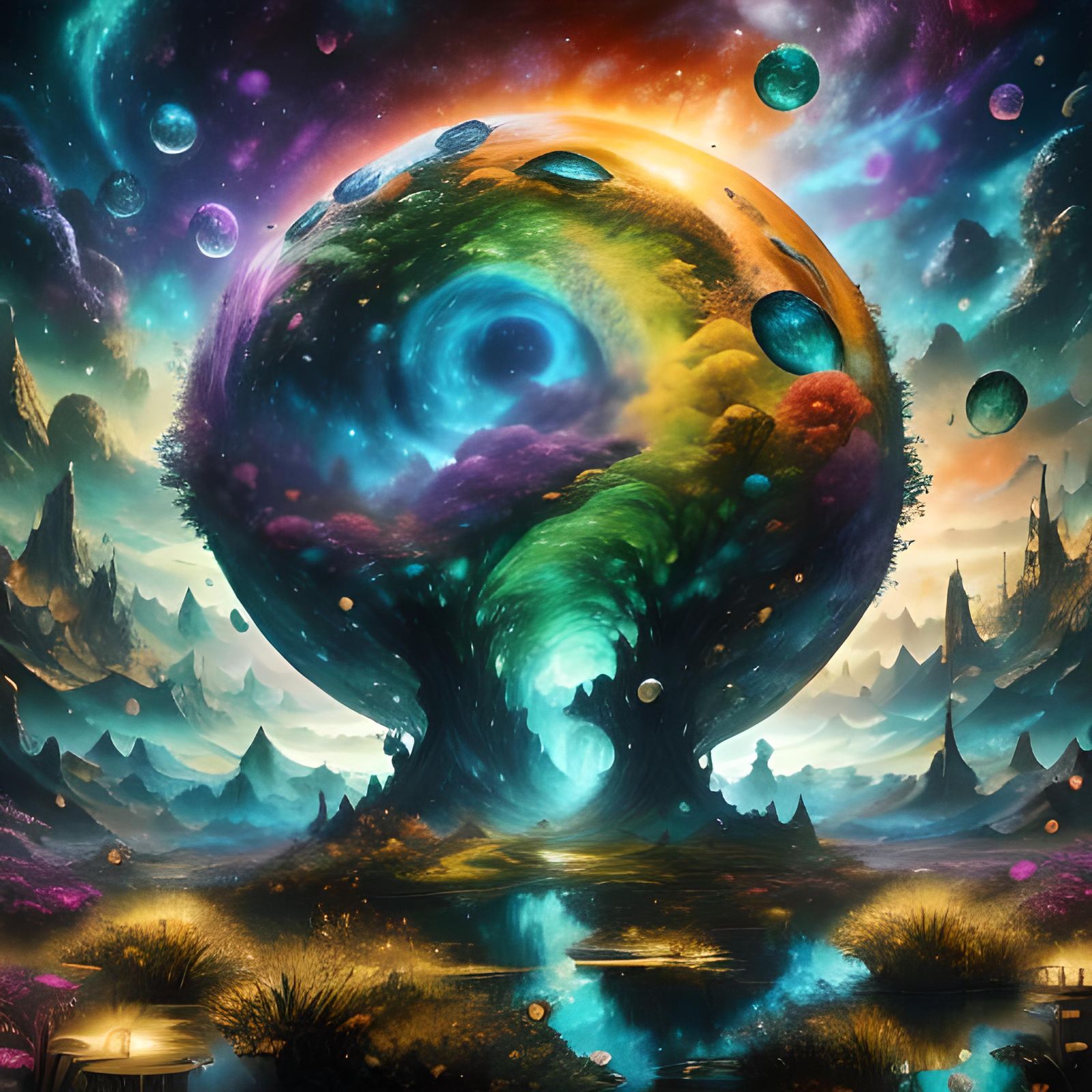 <lora:Flying heaven v2:1.0> Fairy realm, with all four seaso...