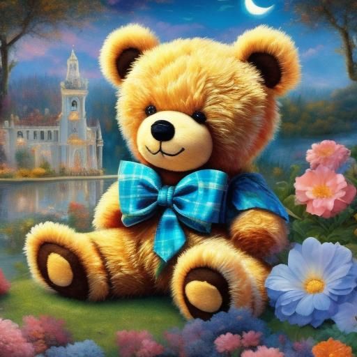 A cure teddy bear <lora:Moonlight Garden:1.0> 