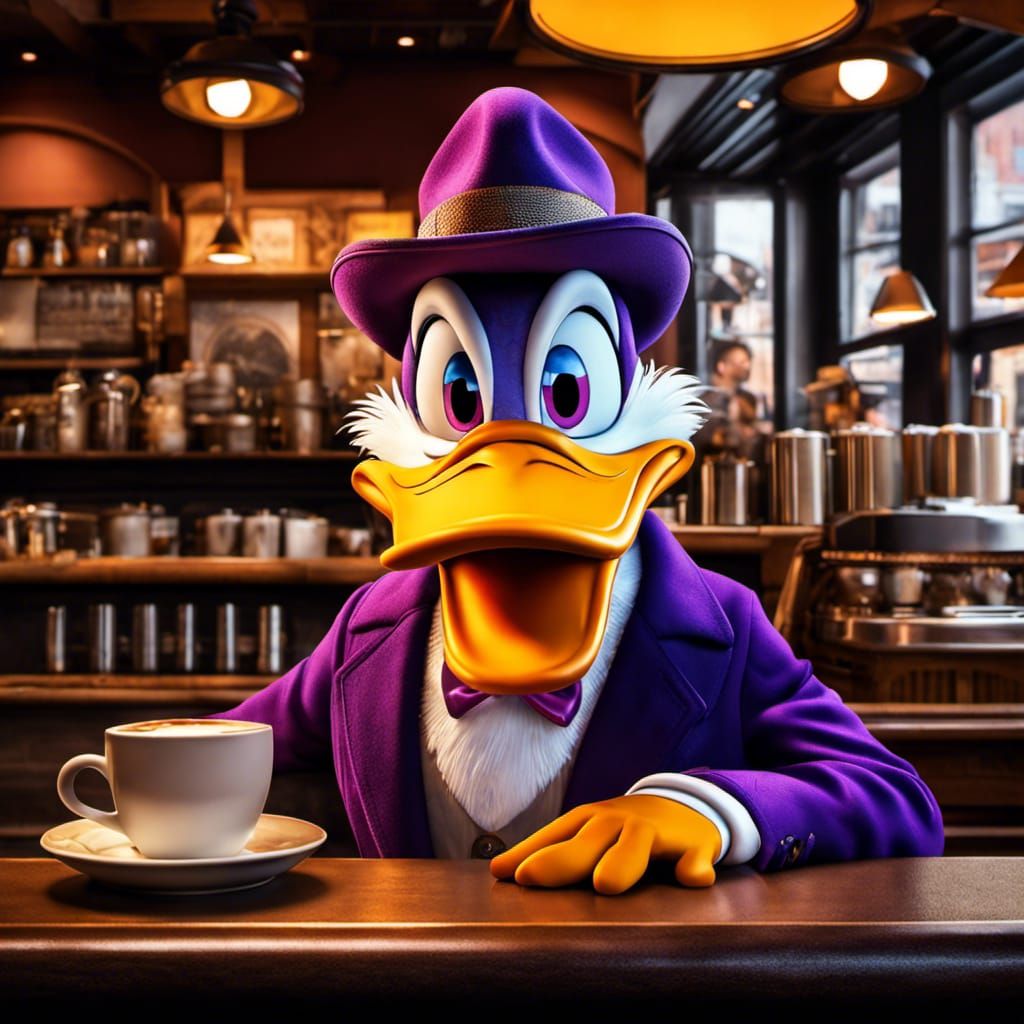 Darkwing Duck at a coffee shop