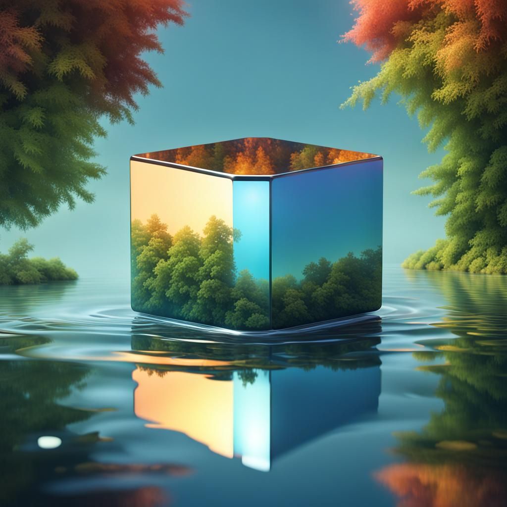 Reflective cube - AI Generated Artwork - NightCafe Creator