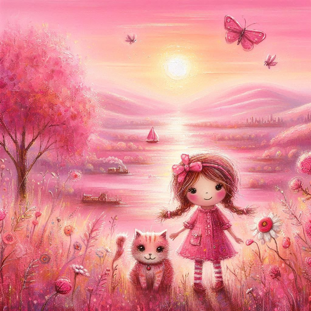 pink cute landscape