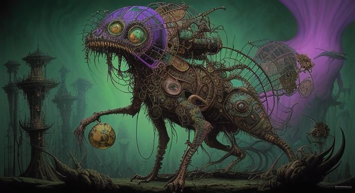 CRYPTID PSYCHEDELIC STEAMPUNK CREATURE EXTREMELY STONED - AI Generated ...